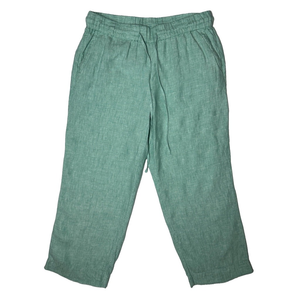 Charter Club Women's XS Aqua Linen Cropped Casual Pants